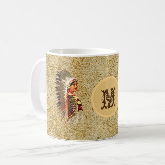 Indische Amerikanische Ureinwohner Prinzessin. mit Kaffeetasse (Vorderseite Links)