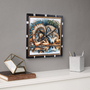 Indische Ansammlung: Weisheit über den Heiligen Fe Quadratische Wanduhr