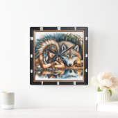 Indische Ansammlung: Weisheit über den Heiligen Fe Quadratische Wanduhr (Zuhause)