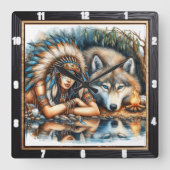 Indische Ansammlung: Weisheit über den Heiligen Fe Quadratische Wanduhr (Vorderseite)