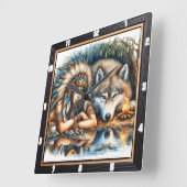 Indische Ansammlung: Weisheit über den Heiligen Fe Quadratische Wanduhr (Winkel)