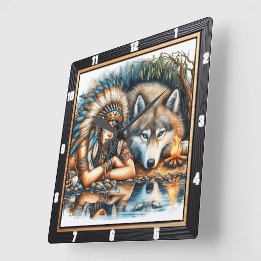 Indische Ansammlung: Weisheit über den Heiligen Fe Quadratische Wanduhr (Winkel)