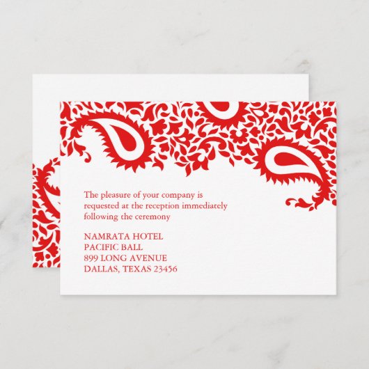 Indische Art Empfangs-Paisleys, die flache Karte (Vorne/Hinten)