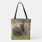 Indische asiatische Elefantenfamilie in der Savann Tasche (Rückseite)