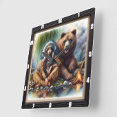 Indische Bärenharmonie Quadratische Wanduhr (Winkel)