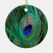 Indische blaue Pfau-Feder Keramik Ornament (Vorne)