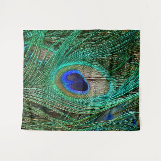 Indische blaue Pfau-Feder-Wand-Tapisserie Wandteppich (Vorderseite (Horizontal))