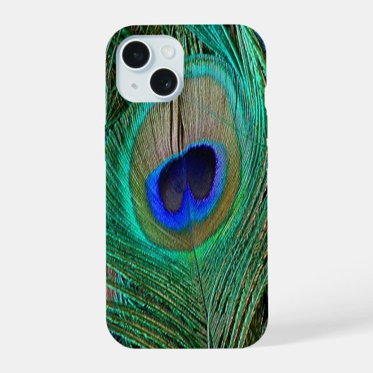 Indische Blaue Pfauenfeder iPhone 15 Hülle (Rückseite)