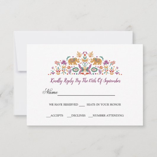 Indische Blume Elephant Jade Green UAWG wedding V2 Einladung (Vorderseite)