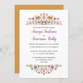Indische Blume Elephant Mustard Yellow Wedding Einladung