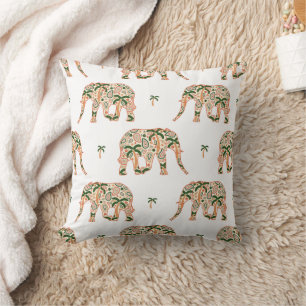 Indische Blumen-Paisley-Ornament-Elefanten Kissen