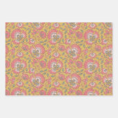 indische Blumen-Wrap-Papier-Flat Sheet Set aus 3 Geschenkpapier Set (Vorderseite 2)
