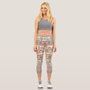 Indische Blumengrenzen Nahtloses Muster Capri Leggings
