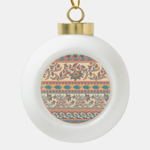Indische Blumengrenzen Nahtloses Muster Keramik Kugel-Ornament