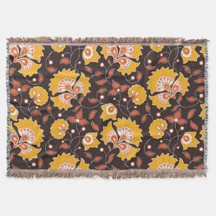 Indische Blumenkolorierte Vintage-Nahtlos Decke