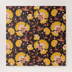 Indische Blumenkolorierte Vintage-Nahtlos Puzzle