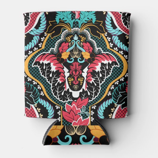 Indische Blüte: Vintages Nahtloses Tapete. Dosenkühler (Vorderseite)