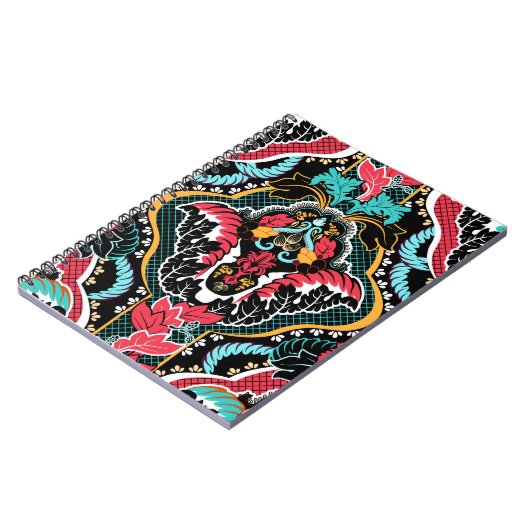 Indische Blüte: Vintages Nahtloses Tapete. Notizblock (Linke Seite)