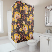 Indische Blütenfarbe Vintag Nahtlos Duschvorhang (Beispiel)