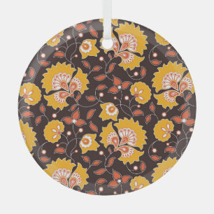 Indische Blütenfarbe Vintag Nahtlos Ornament Aus Glas