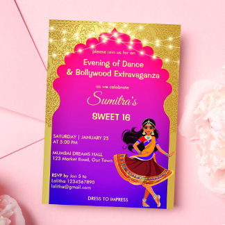 Indische Bollywood-Mädchen Geburtstagsgeschenk Einladung