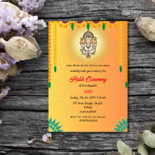 Indische Braut Haldi-Zeremonie Hindu-Paar Ganesha Einladung