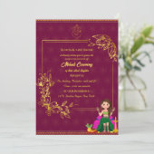 Indische Braut Mehndi Zeremonie Golden Element Gan Einladung (Stehend Vorderseite)