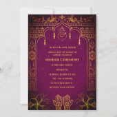 Indische Braut Mehndi Zeremonie Goldene Elemente Einladung (Vorderseite)