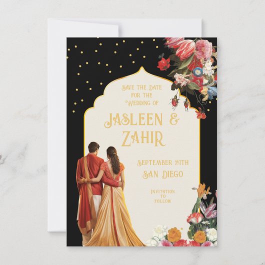 Indische Braut und Bräuche Save the Date Einladung (Vorderseite)