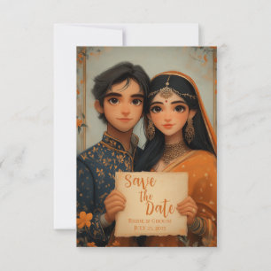 indische Braut und Bräutigam Save The Date