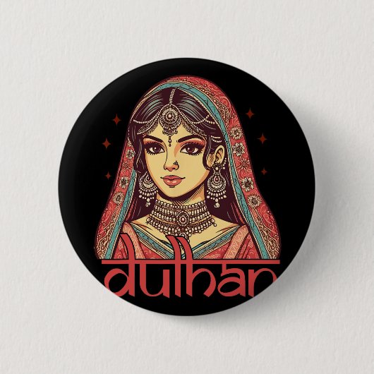 Indische Braut zu sein Bridal Desi Wedding Party D Button (Vorderseite)