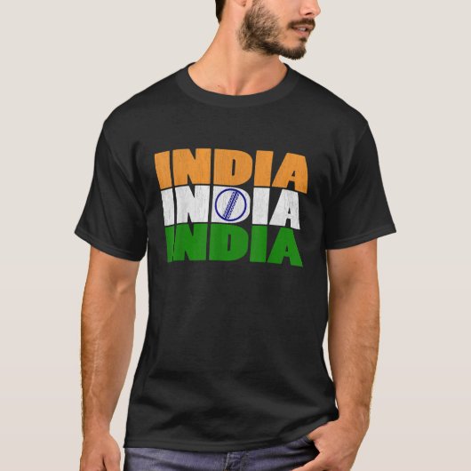 Indische Cricket-Fahne mit indischem CricketBall-T T-Shirt (Vorderseite)