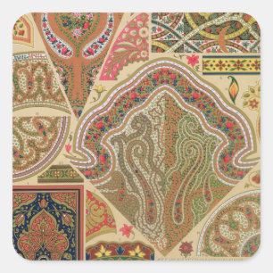 Indische Dekoration, Platte XIX von 'vielfarbigem Quadratischer Aufkleber