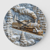 Indische einheimische Bahnkunst in ruhiger Szene Große Wanduhr (Vorderseite)