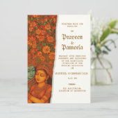 Indische Einladung mit Radhakrishna-Muralmalerei (Stehend Vorderseite)