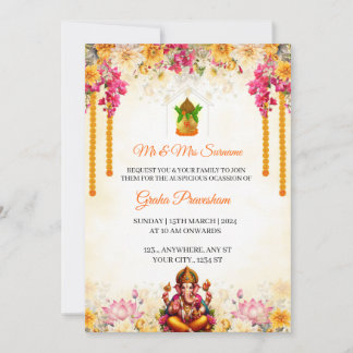 Indische Einweihungseinladungskarte, Gruha Pravesh Einladung
