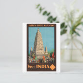 Indische Eisenbahn Vintage Travel Poster wiederher Postkarte (Stehend Vorderseite)
