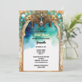 Indische Elefanten Aquarellblau traditionelle Edel Einladung (Stehend Vorderseite)