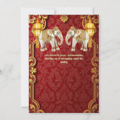 Indische Elefanten bordeauxfarbene Laternen Hindi Einladung (Rückseite)