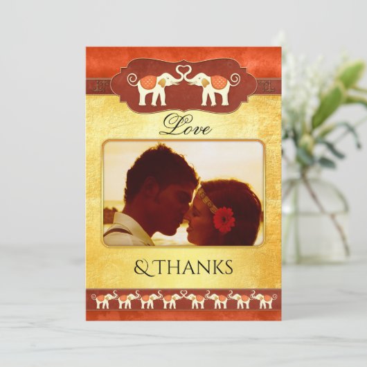 Indische Elefanten Foto Danke Karte (Stehend Vorderseite)