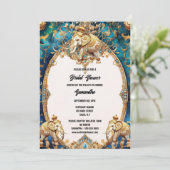 Indische Elefanten Hindi Hindu Aquarellgold Einladung (Stehend Vorderseite)