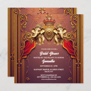 Indische Elefanten Hindi Hindu Pflaumengold ethnis Feiertagskarte