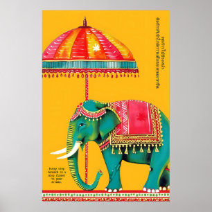 Indische Elefanten-Kunst Druck Rajasthani Kultur Poster