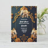 Indische Elefanten marinieren goldene königliche d Einladung (Stehend Vorderseite)