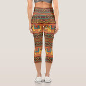 Indische Elefanten, Orange Traditional Seamless. Capri Leggings (Rückseite)