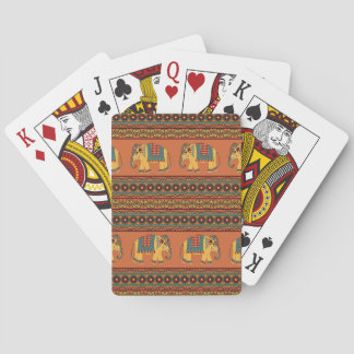 Indische Elefanten, Orange Traditional Seamless. Spielkarten