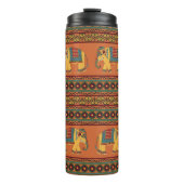 Indische Elefanten, Orange Traditional Seamless. Thermosbecher (Vorderseite)