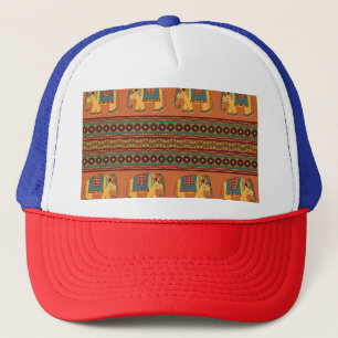 Indische Elefanten, Orange Traditional Seamless. Truckerkappe