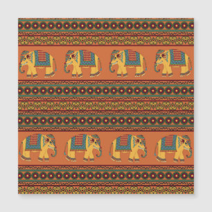 Indische Elefanten, Orange Traditionelles Nahtlose Magnetkarte