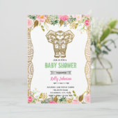 indische Elefantendusche Geburtstagseinladung Einladung (Stehend Vorderseite)